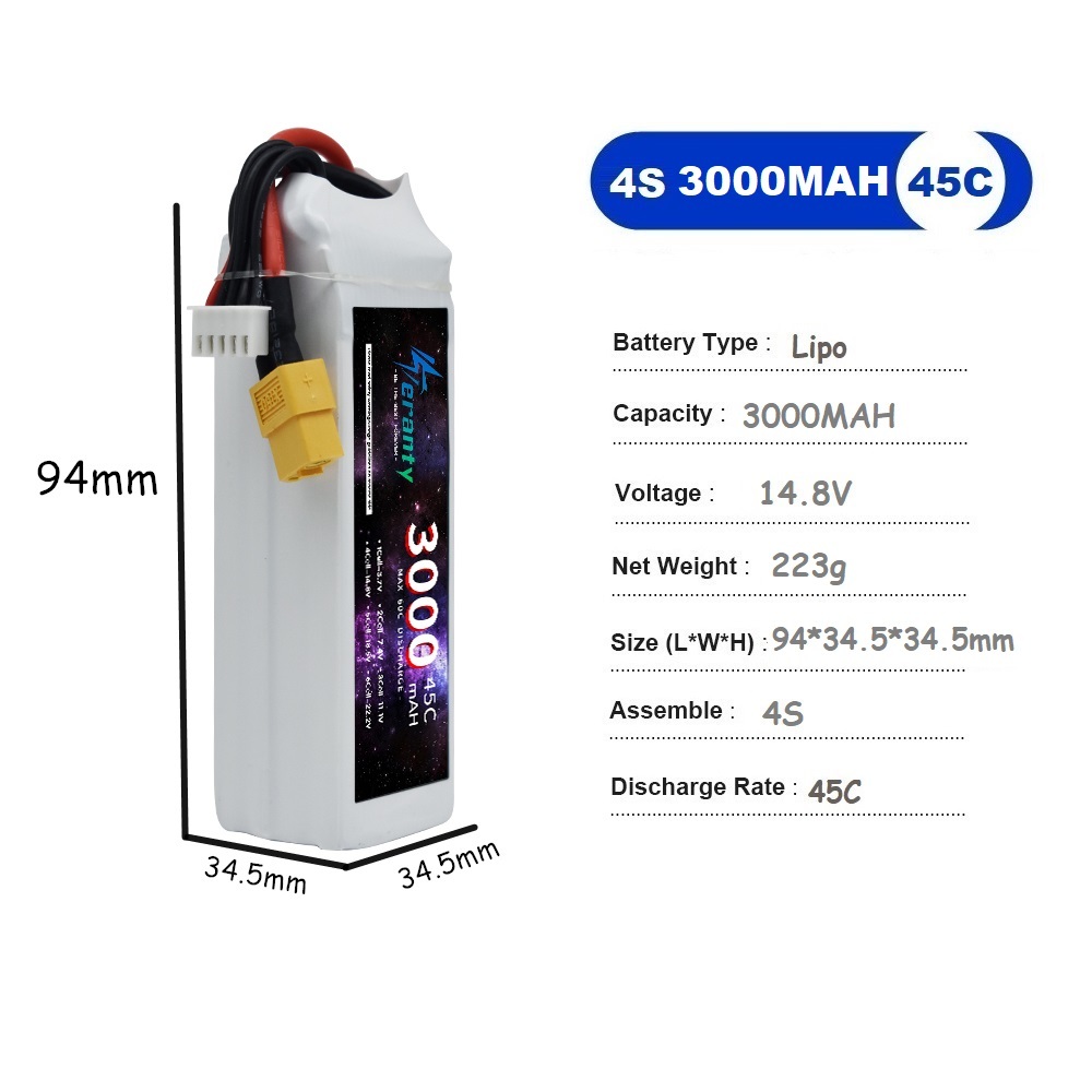 4S LiPo Batterij 14.8V 1500mah - Drone Battery 4S recensie en prijs