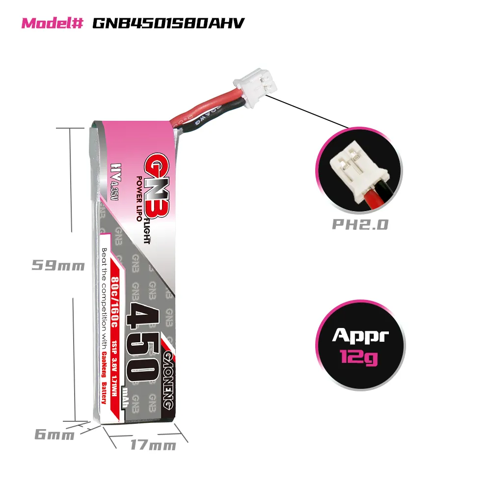 GAONENG GNB 1S 450mAh 80C/160C - Drone Battery Li-Ion recensie en prijs